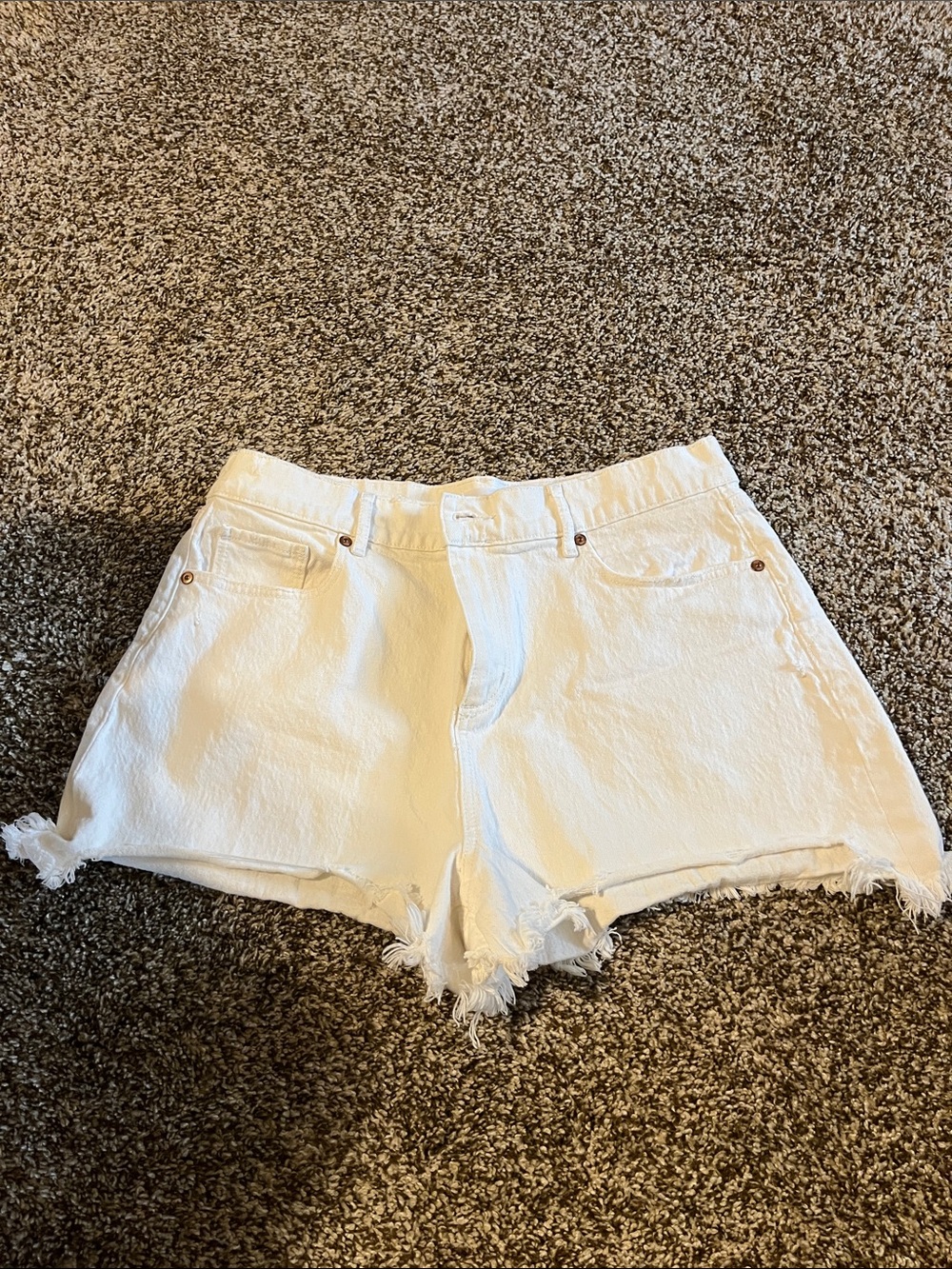 LOFT White Distressed Denim Cutoff Shorts